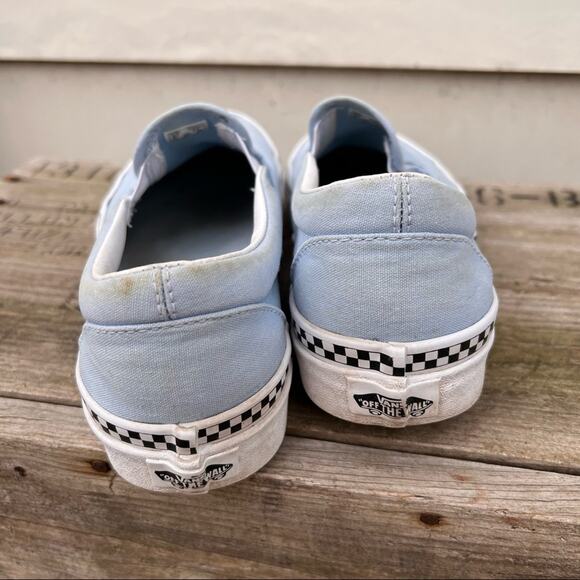Vans Classic Slip On Check Foxing pale blue sneakers M8/W9.5 - Picture 7 of 8